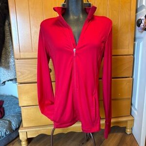 Danskin Now Zip Up Athletic Jacket Thumb Holes Red Workout Women’s Medium